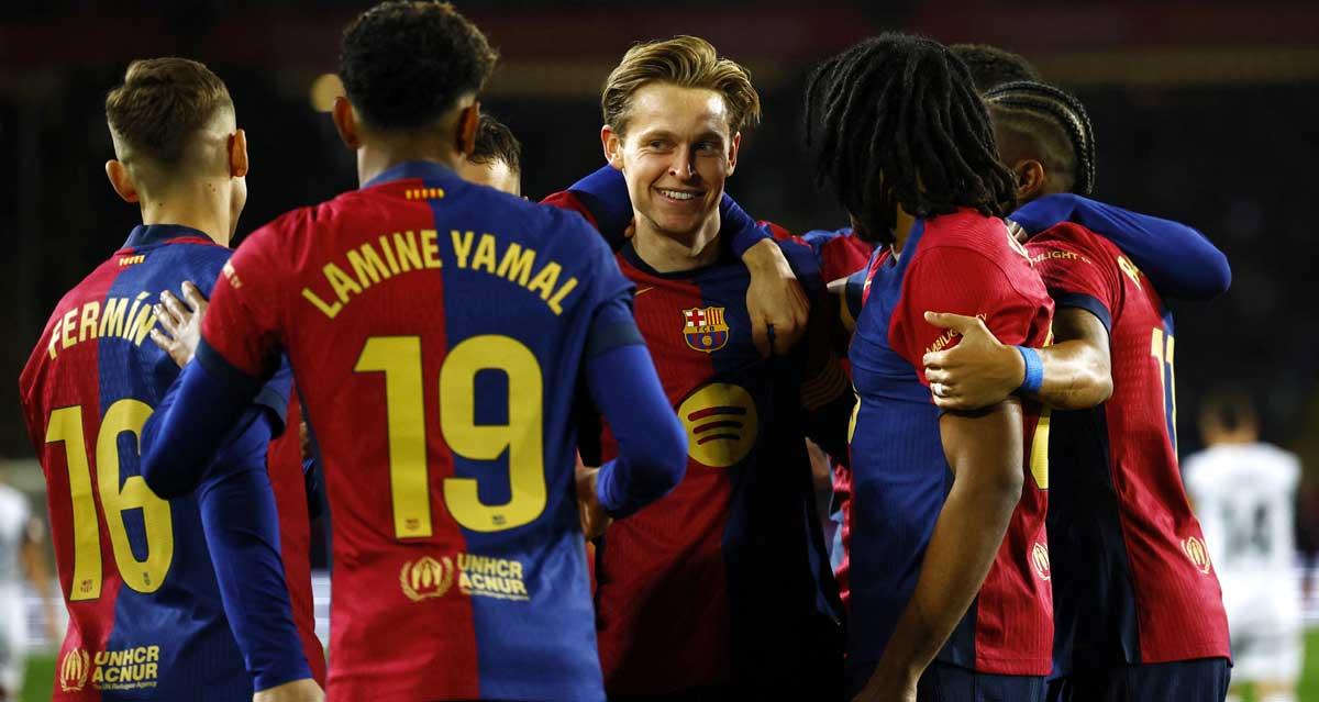 Barcelona's players celebrate