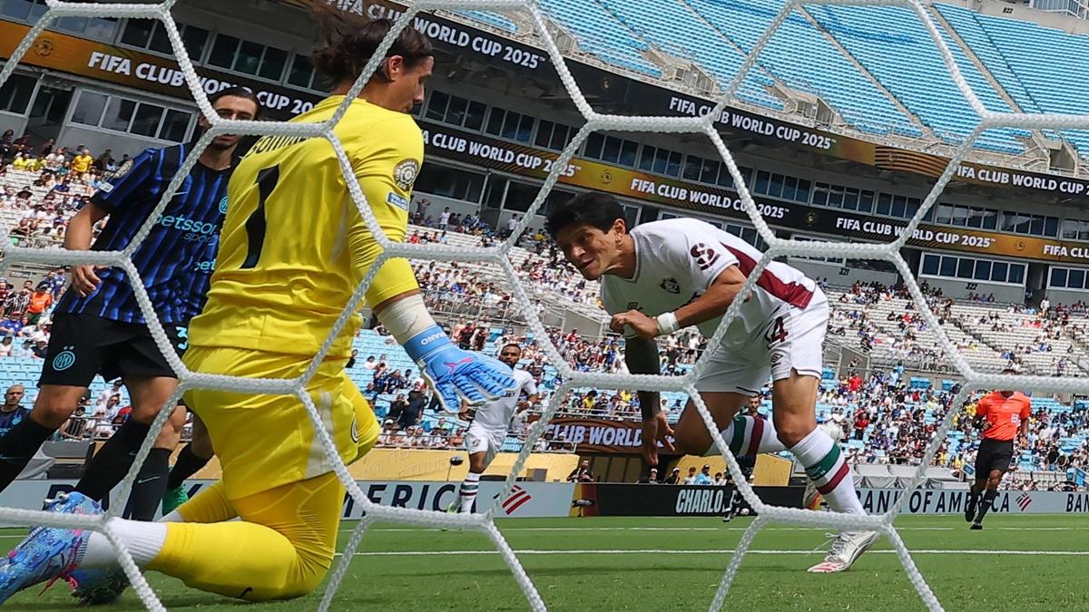 German Cano heads the ball home past Inter Milan's Yann Sommer for Fluminense's first goal during the FIFA Club World Cup Round of 16 match at Bank of America Stadium, Charlotte, North Carolina, US, on Monday.
