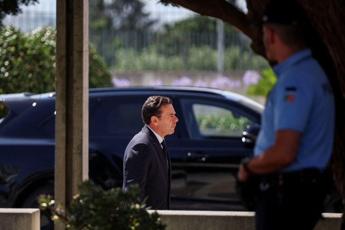 Portugal's Prime Minister Luis Montenegro arrives at the Chapel of the Resurrection, the location the wake for Liverpool's Portuguese soccer player Diogo Jota and his brother Andre Silva, in Gondomar, Portugal, on Friday