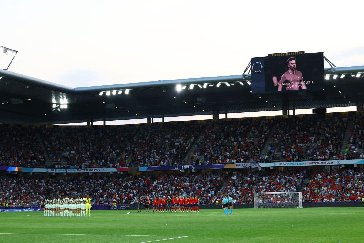 A minute's silence was observed in tribute to Liverpool's Diogo Jota before the UEFA Women's Euro 2025 Group B match between Spain and Portugal at Stadion Wankdorf, Bern, Switzerland, on Thursday
