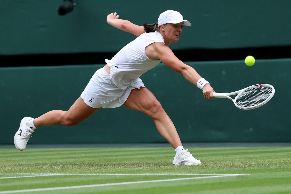 Poland's Iga Swiatek in action during her third round match against Danielle Collins of the U.S.