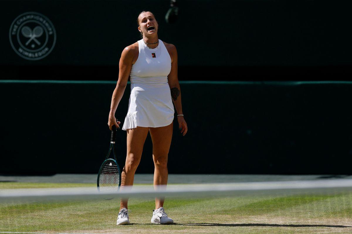 Belarus' Aryna Sabalenka cuts a frustrated figure during her semi-final match against Amanda Anisimova of the US on Thursday