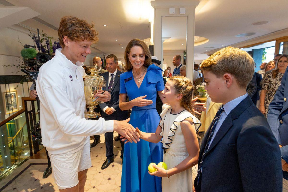 Princess Kate introduces Wimbledon champion Jannik Sinner to Princess Charlotte and Prince George on Sunday