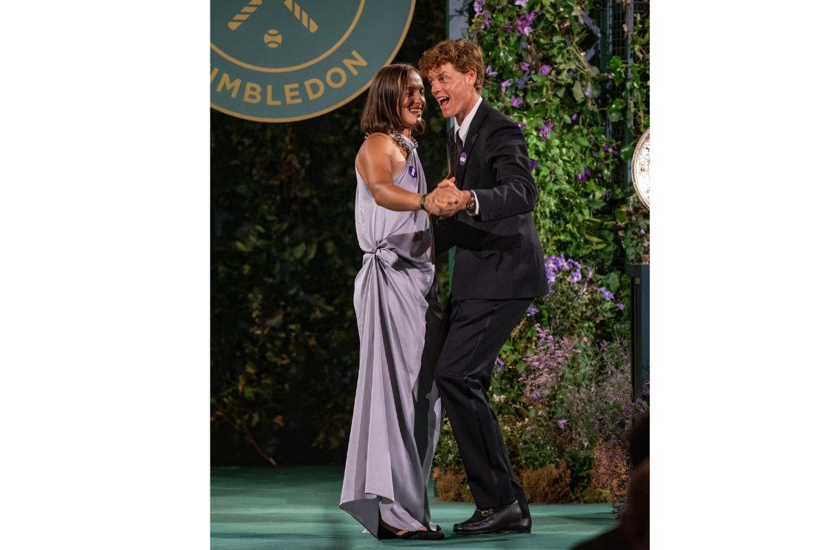 Italian Jannik Sinner and Polish Iga Swiatek at the Wimbledon Champions' Ball on Sunday