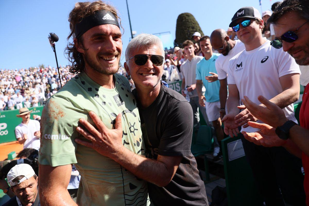 Greece's Stefanos Tsitsipas with his father Apostolos Tsitsipas. Stefanos Tsitsipas has struggled this season and has tumbled to 30 in the world rankings.