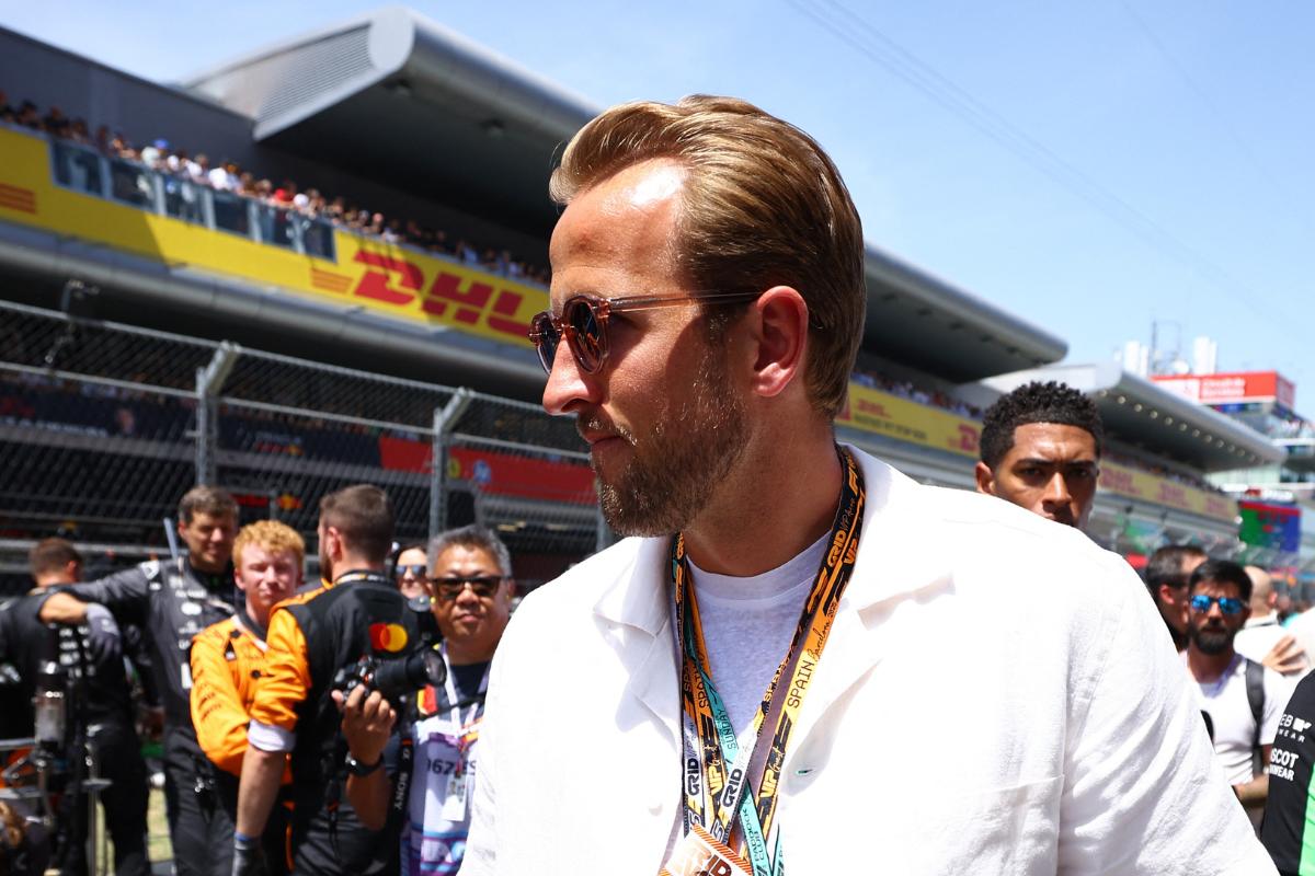 Harry Kane arrives at the Spanish F1 Grand Prix in Barcelona on Saturday