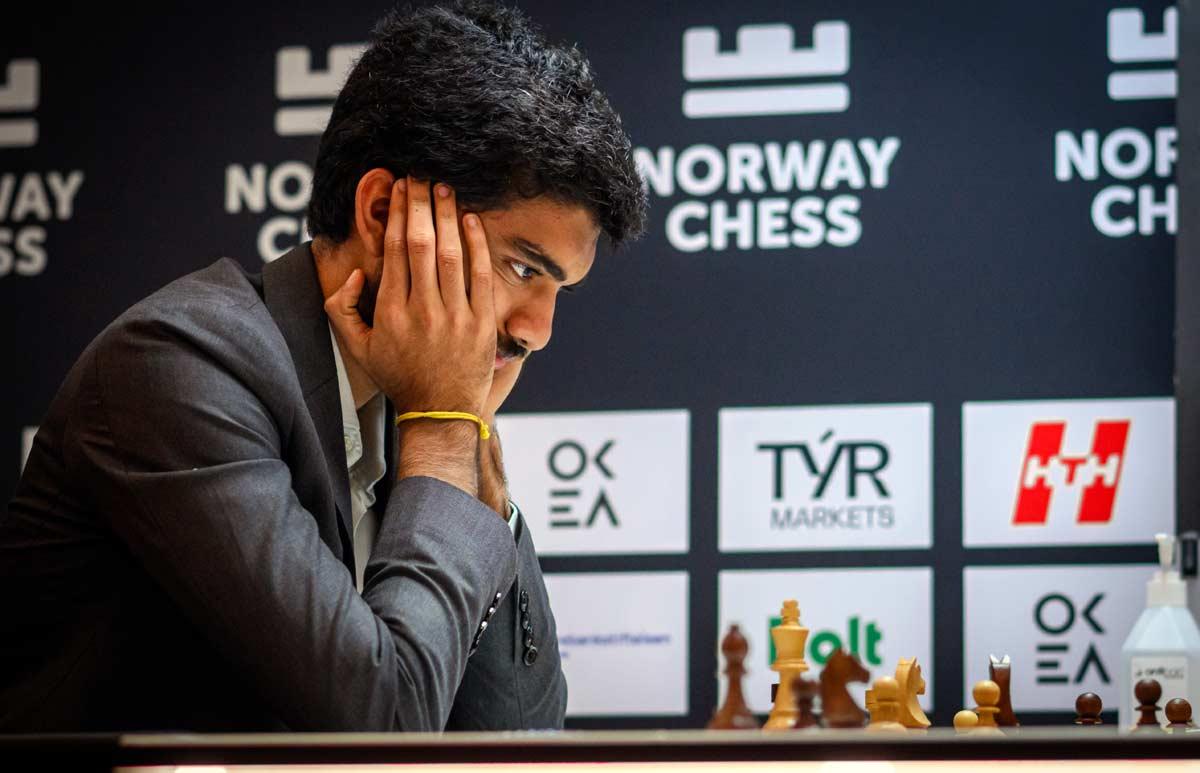 D Gukesh in action against Magnus Carlsen