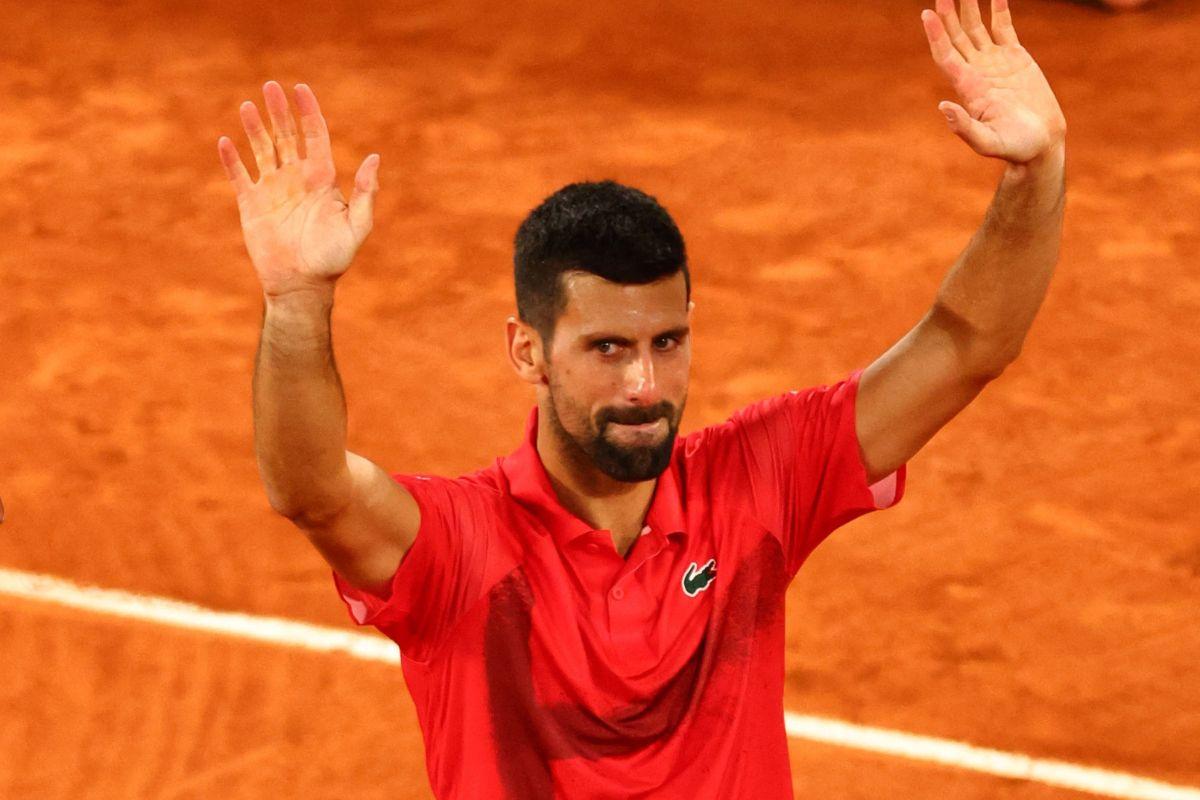Serbia's Novak Djokovic reacts after his semi final match against Italy's Jannik Sinner