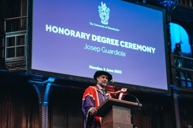 Pep Guardiola was recognised for his contribution to the city