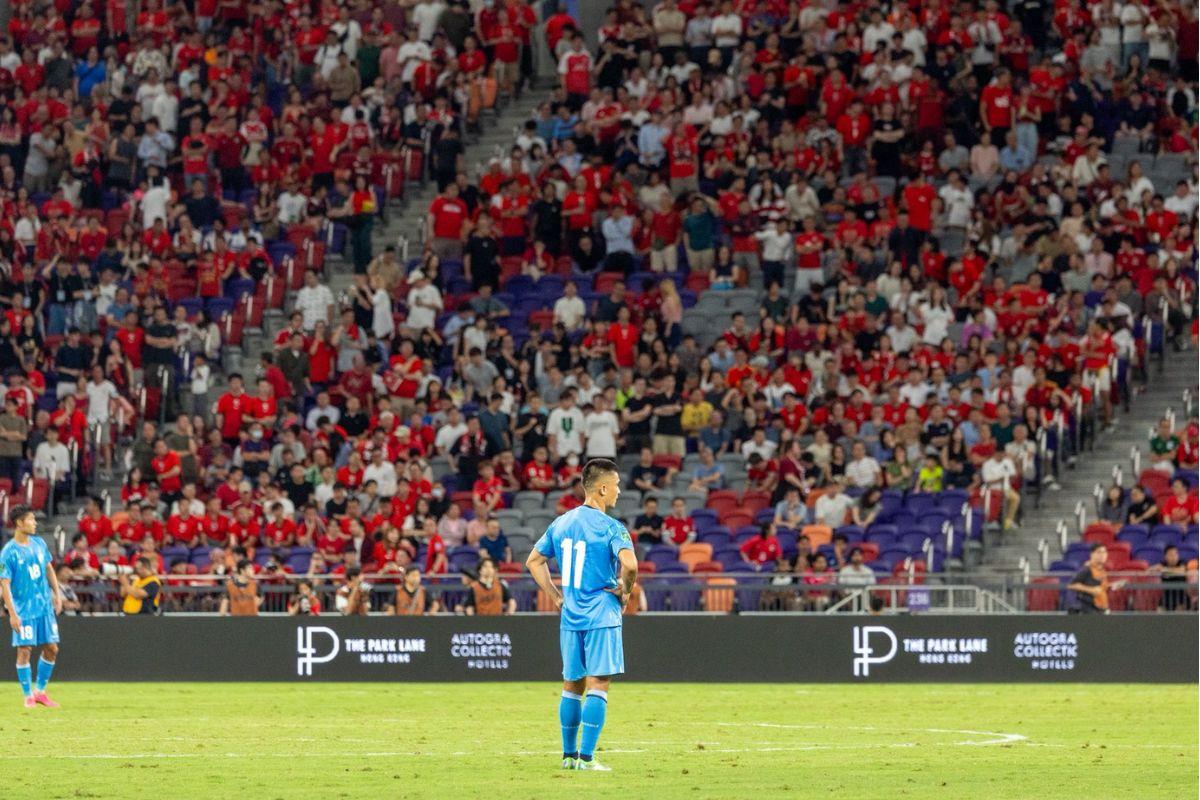 Sunil Chhetri is a dejected man after India's loss to Hong Kong on Tuesday