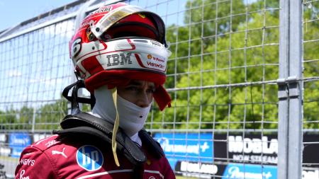 Ferrari's Charles Leclerc walks back to the pit after crashing out during the F1 Canadian Grand Prix practice at Circuit Gilles Villeneuve, Montreal, Quebec, on Friday.