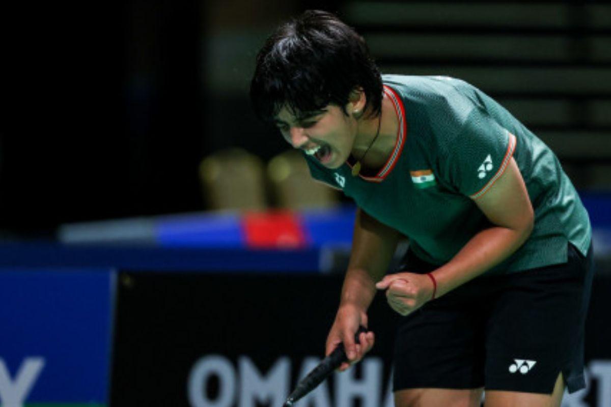 Tanvi Sharma defeated Ukraine's seventh-seeded Polina Buhrova 21-14, 21-16 in the women's singles semi-final in just 34 minutes to make it to the title round.