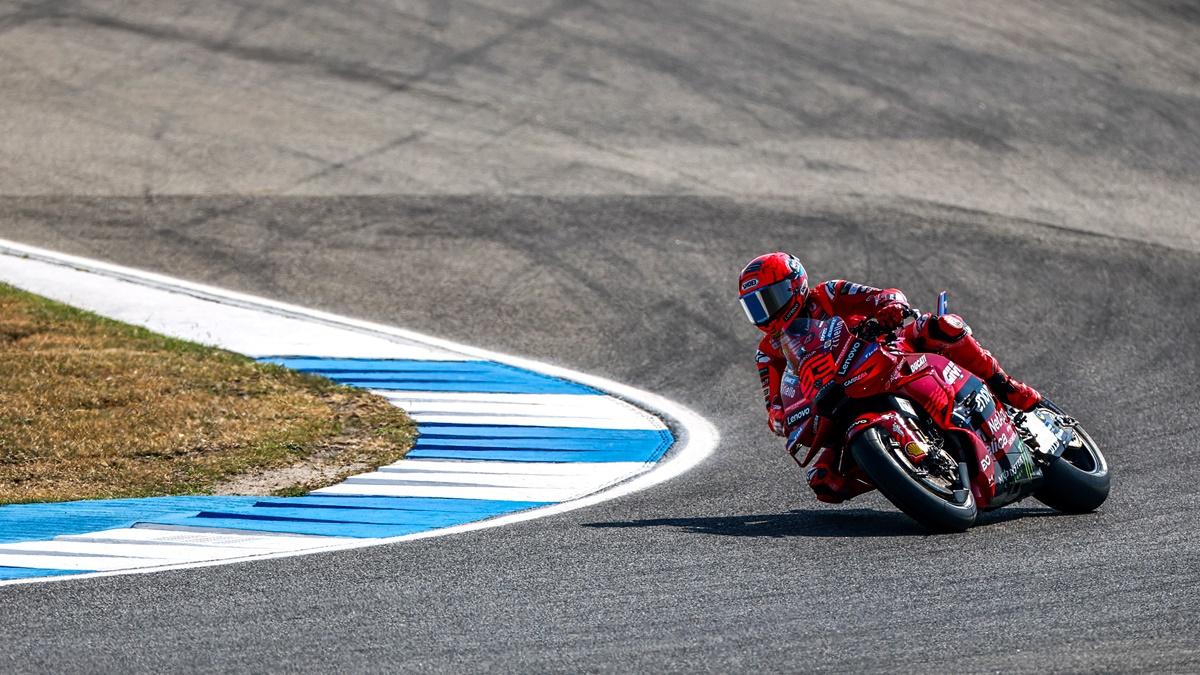 Ducati Lenovo Team's Marc Marquez in action during practice for the Thailand Grand Prix at Chang International Circuit, Buriram, on Saturday.