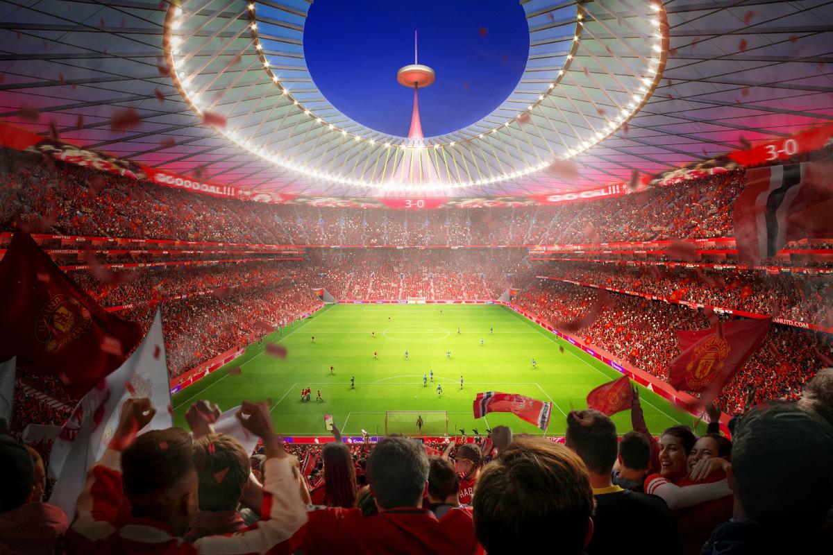 A render of the area around the new Manchester United stadium Manchester United