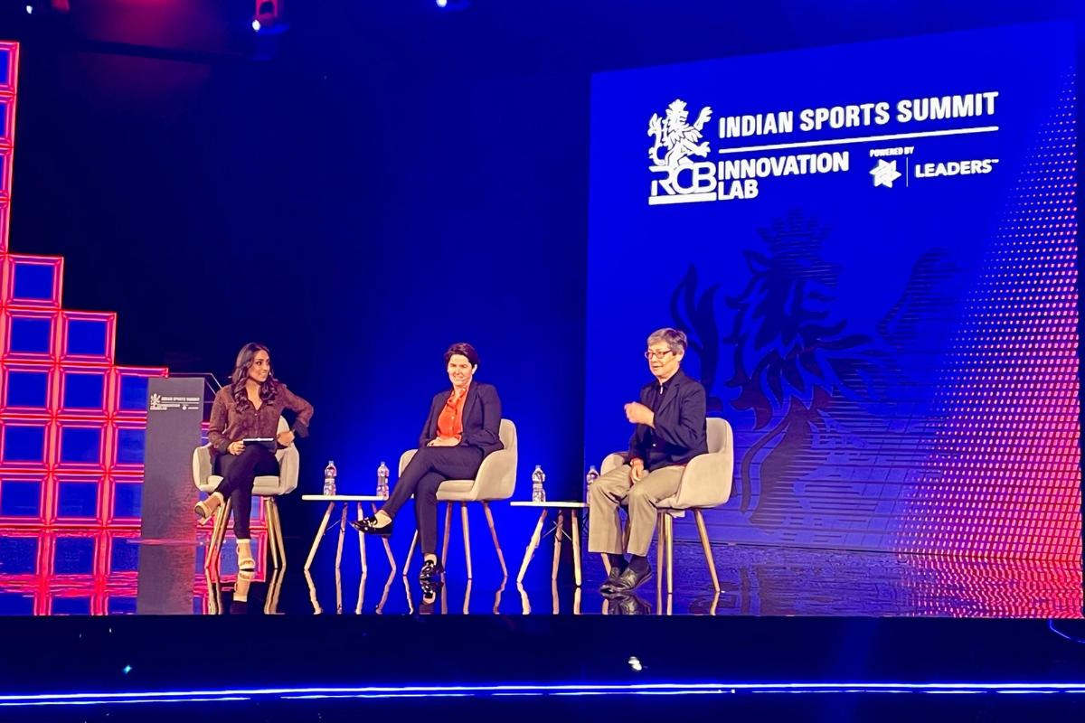 England cricketer Isa Guha speaks to former Australian footballers Sarah Walsh and Maya Dodd at the RCB Innovation Lab Indian Sports Summit in Bengaluru, on Friday