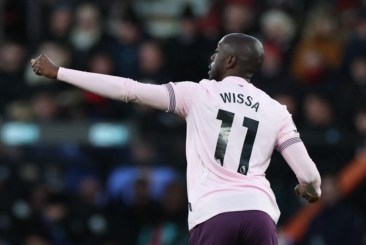 Yoane Wissa celebrates scoring Brentford's first goal.