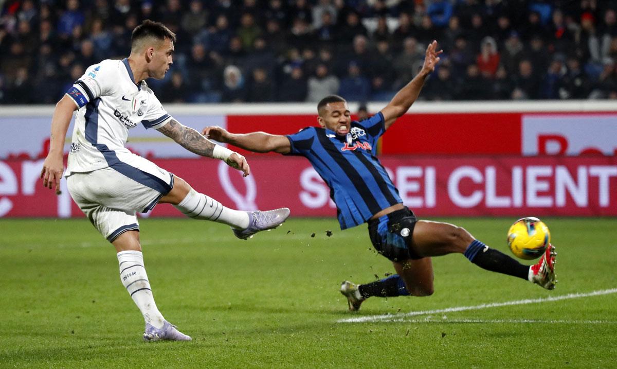 Carlos Augusto celebrates scoring Inter Milan's first goal