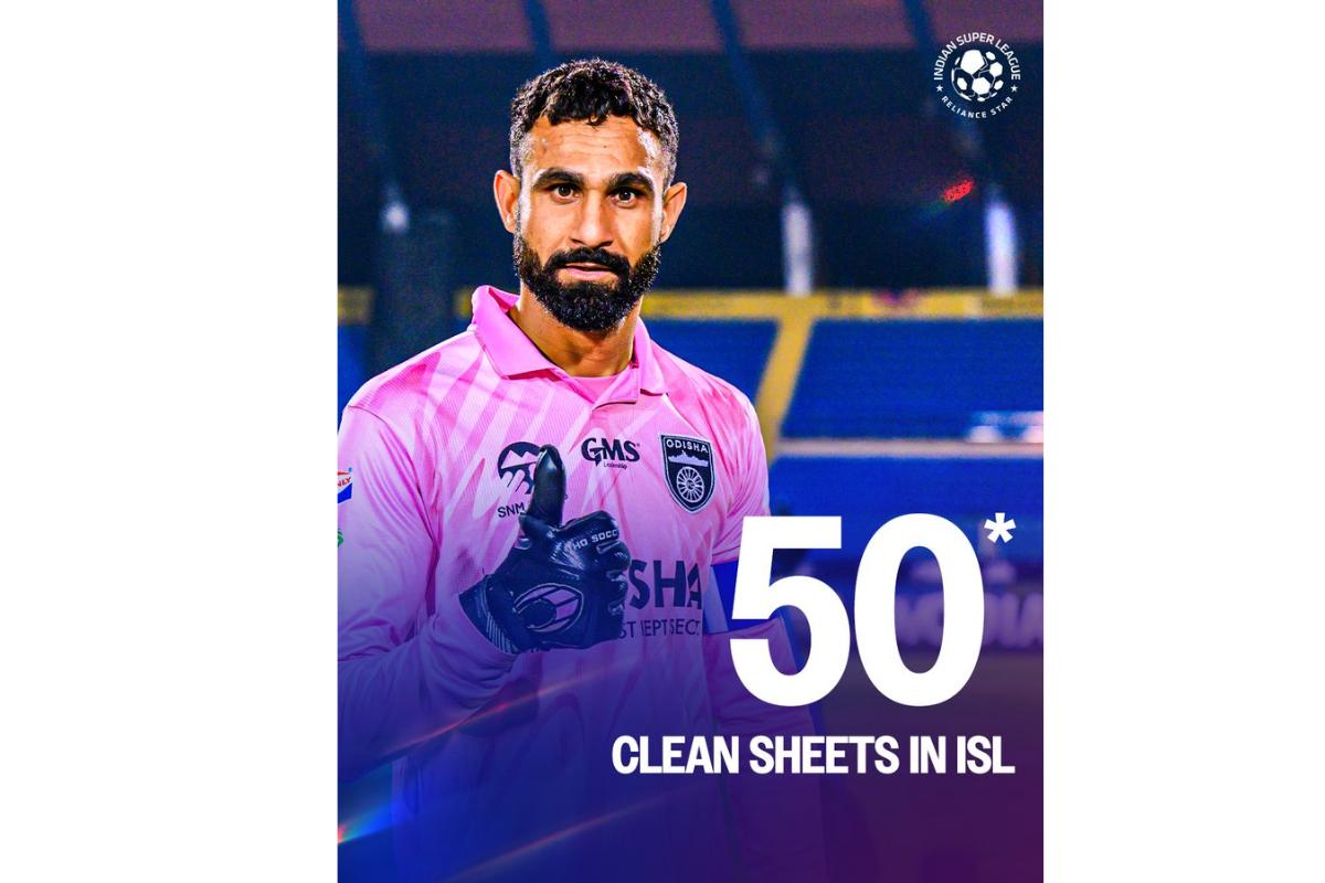 Odisha's Amrinder Singh became the third goalkeeper to clock 50 clean sheets in ISL after Vishal Kaith and Gurpreet Singh Sandhu.