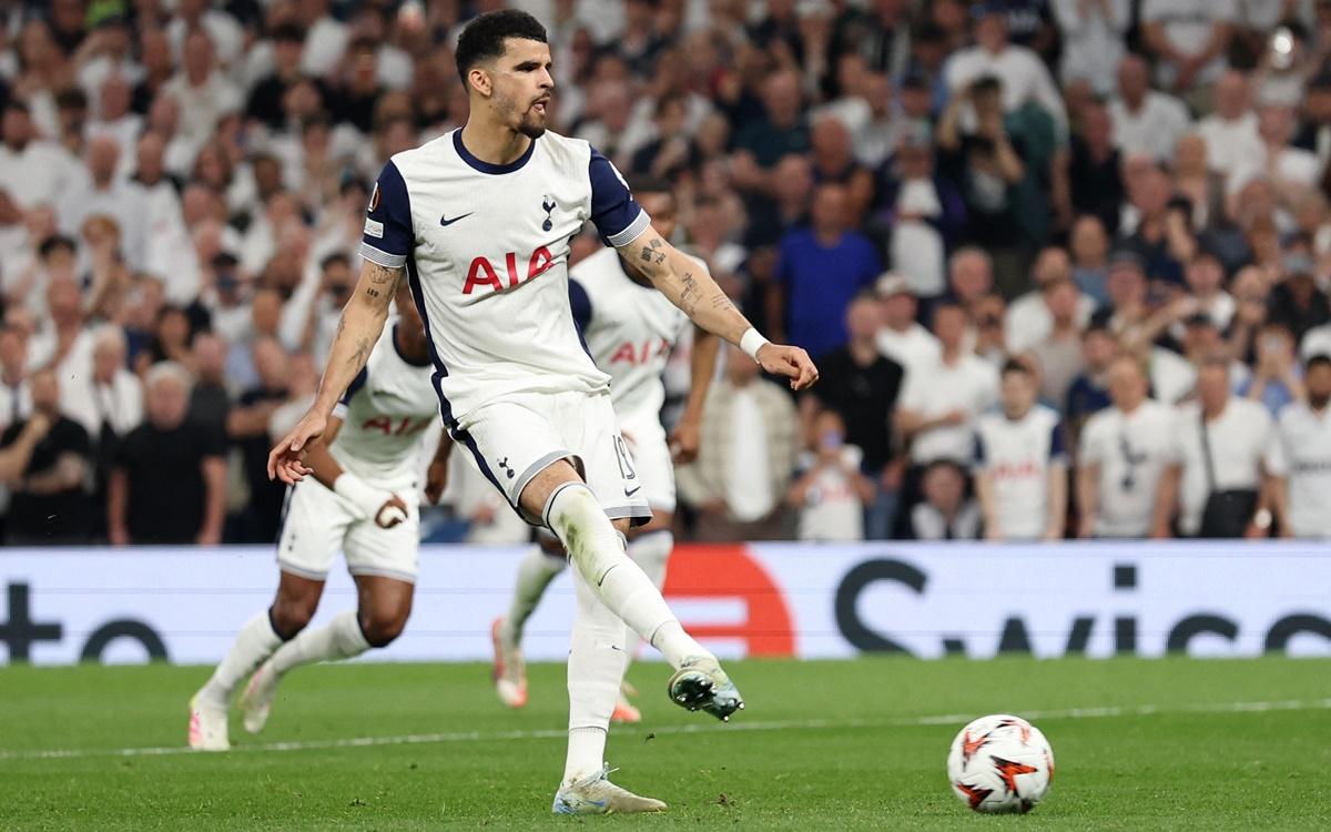 Dominic Solanke scores Tottenham Hotspur's third goal from the penalty spot.