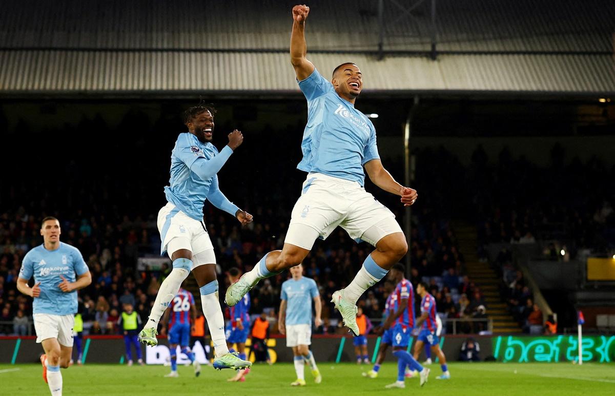 Murillo celebrates scoring the equalisr for Nottingham Forest.