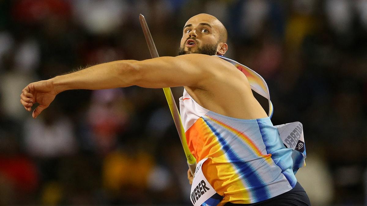 Germany's Julian Weber in action during the men's Javelin Throw in the Doha Diamond League meet at the Qatar Sports Club stadium, on Friday.