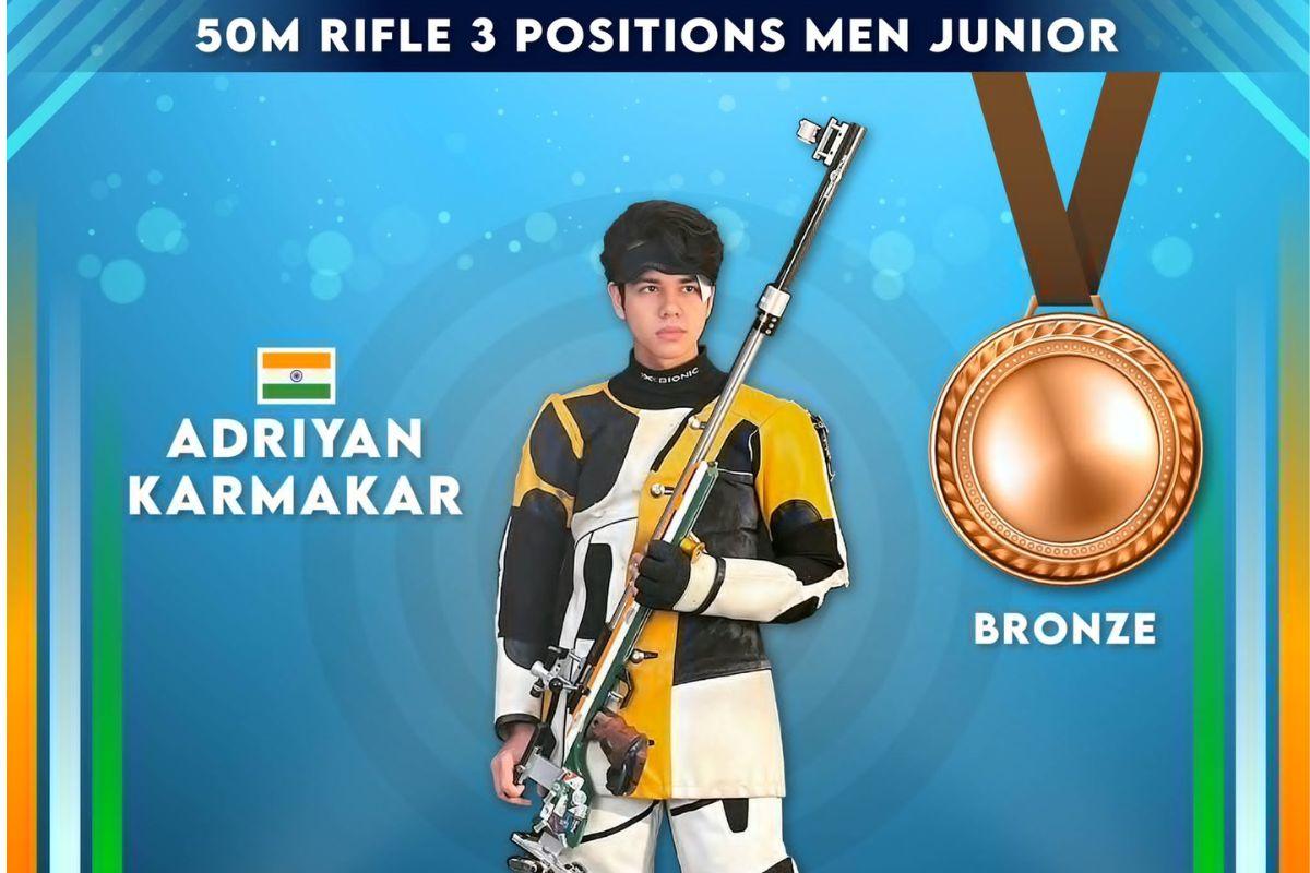 Adriyan Karmakar not only won two medals, but also having established a new junior national record in prone, in the process.