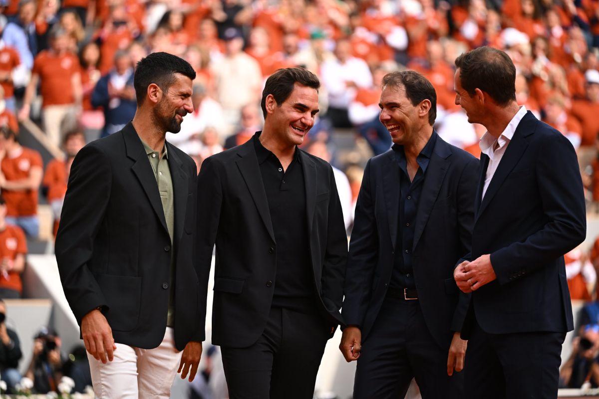 14-times French Open champion Rafael Nadal honored at Roland Garros, with friends and rivals Novak Djokovic, Roger Federer and Andy Murray joining him on court for the celebration.