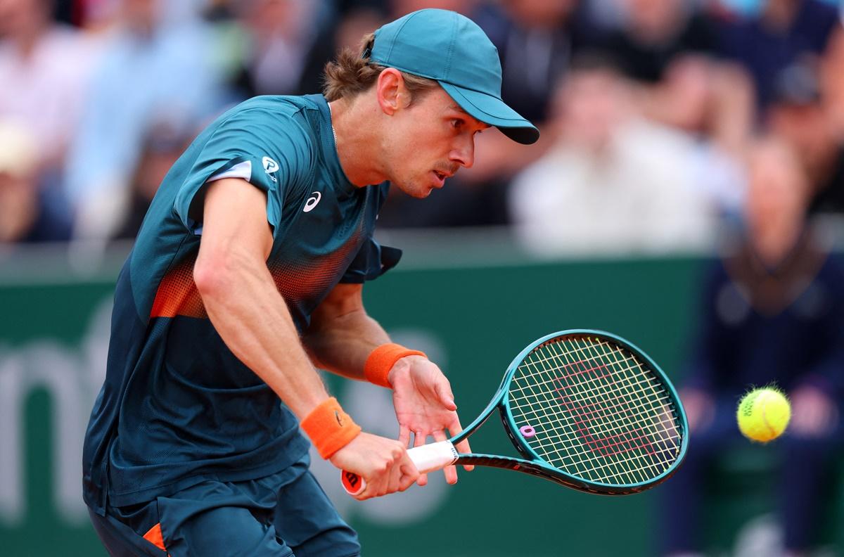 Australia's Alex de Minaur in action during his first round match against Serbia's Laslo Djere.