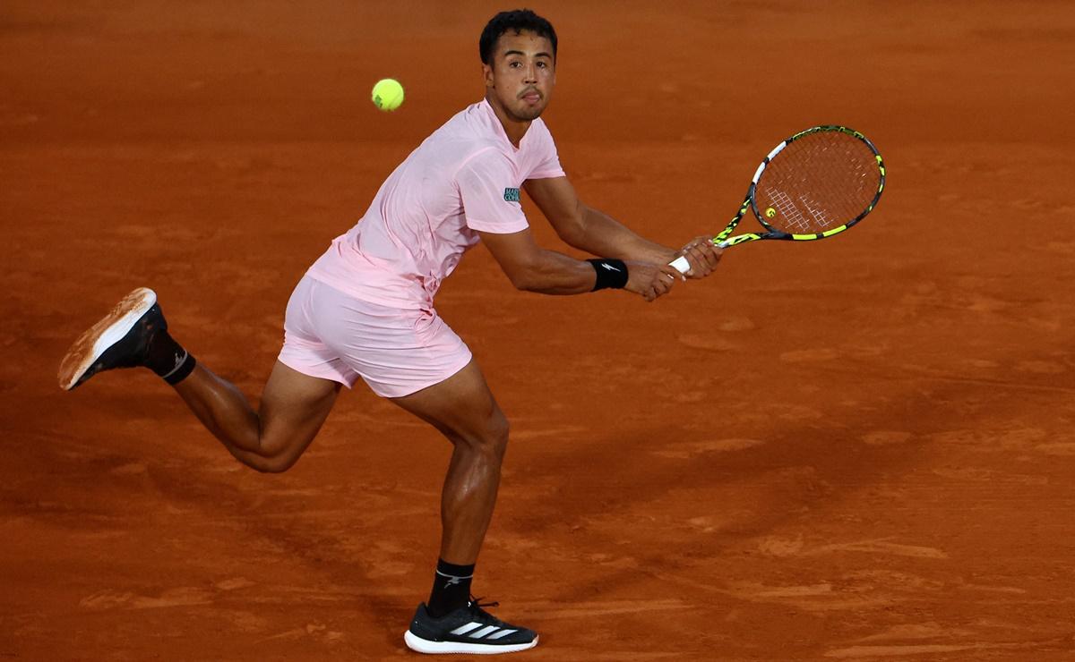 Hugo Dellien in action during his first round match against Gael Monfils.