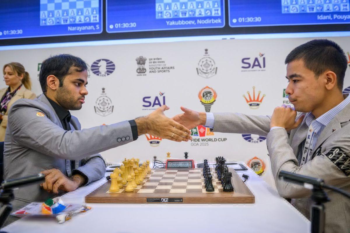 Arjun Erigaisi beat Shamsiddin Vokhidov in the 3rd round of the Chess World Cup in Panaji on Friday