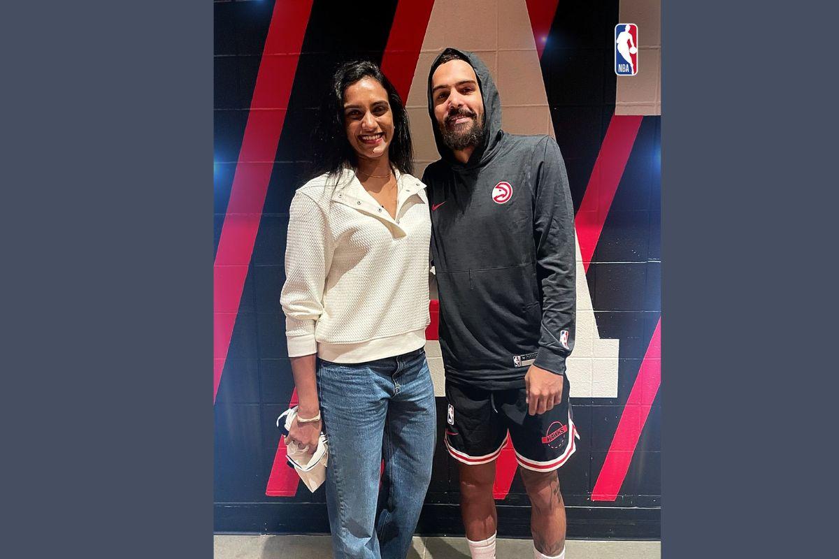 PV Sindhu with Atlanta Hawks' guard Trae Young