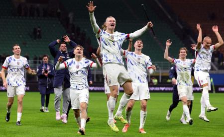 Norway's players celebrate Norway's players celebrate