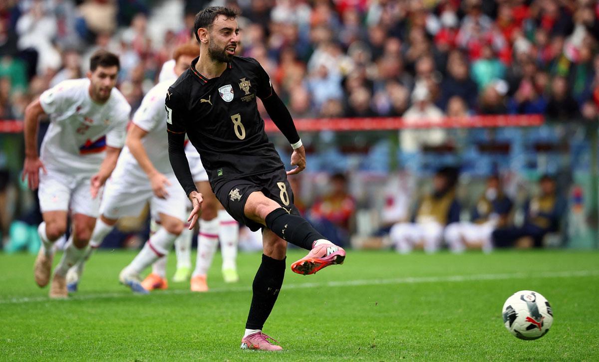 Portugal's Bruno Fernandes celebrates Portugal's Bruno Fernandes celebrates