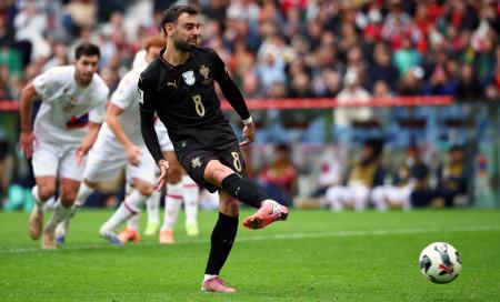 Portugal's Bruno Fernandes celebrates Portugal's Bruno Fernandes celebrates
