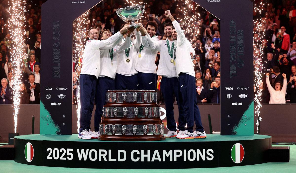 Italy's players celebrate