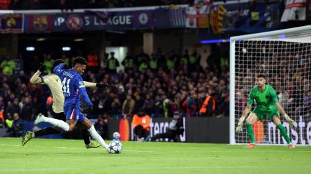 18-year-old Estevao scores Chelsea's second goal during the UEFA Champions League match against Barcelona at Stamford Bridge, London, on Tuesday.