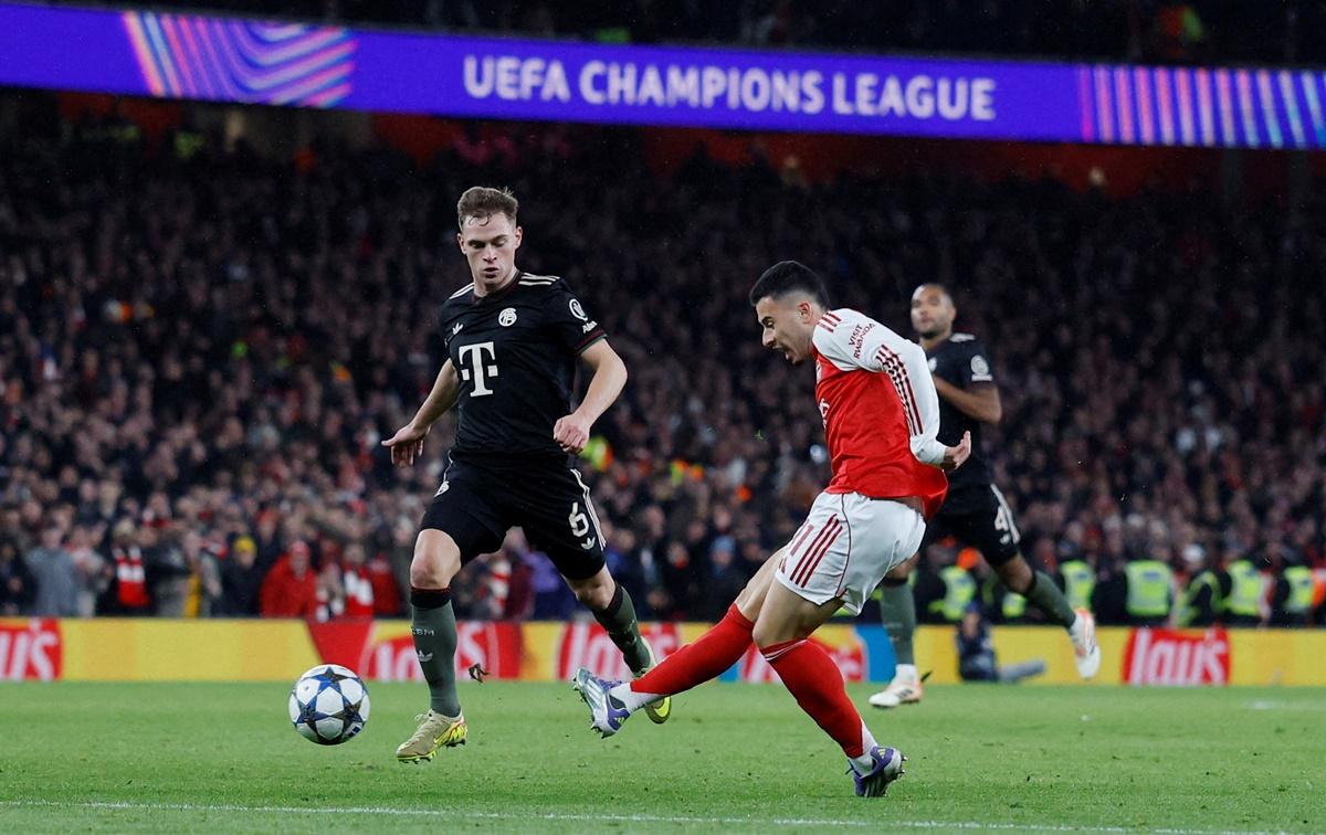 Gabriel Martinelli scores Arsenal's third goal.
