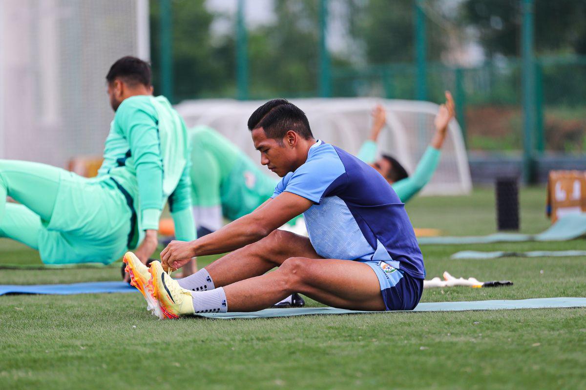 India's forward Lallianzuala Chhangte during a training session on Sunday