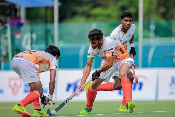 India were dominant in the first half and went into the break with a 2-0 lead in their group game against New Zealand in Johor, Malaysia, on Sunday