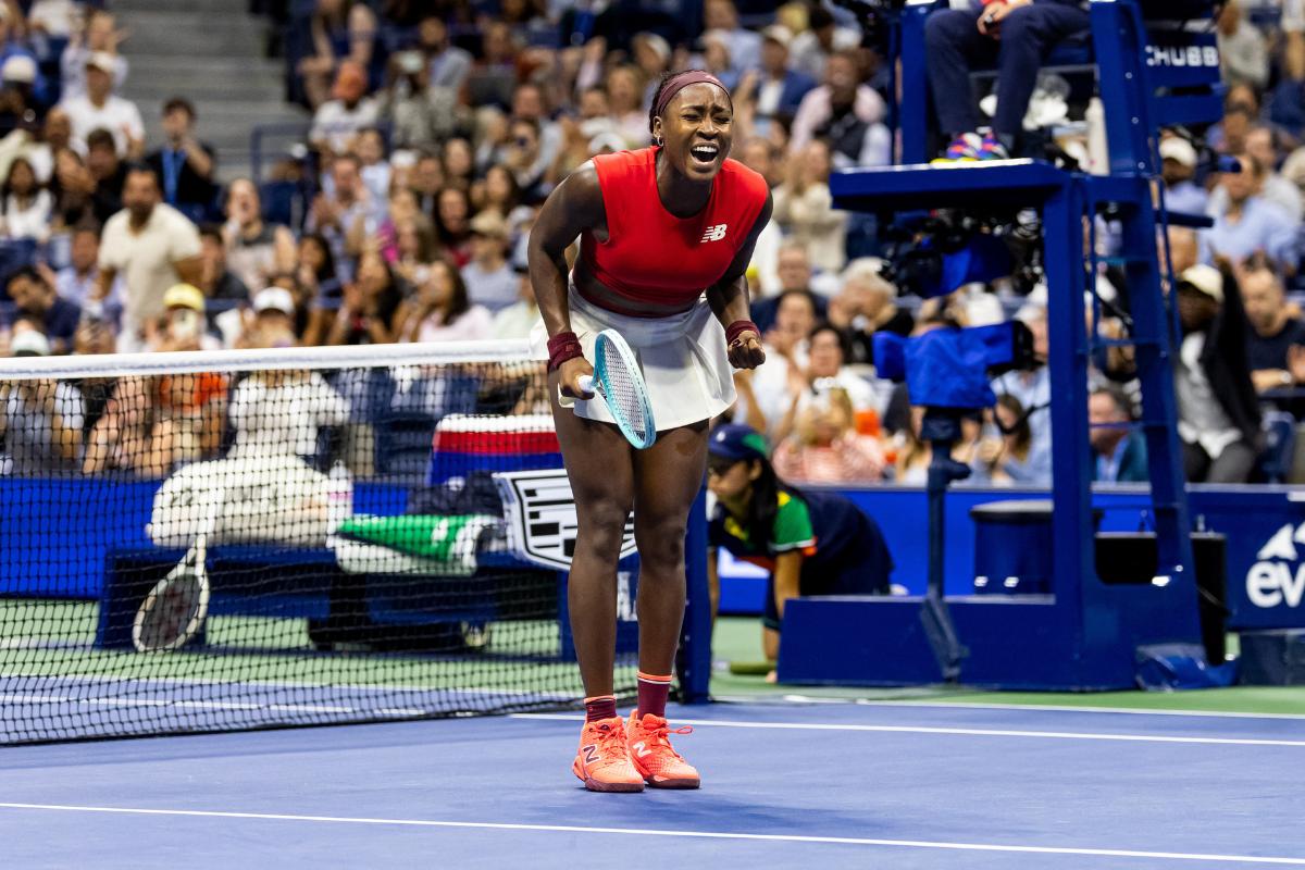 Coco Gauff  gets emotional as she celebrates her victory over Donna Vekic in the second round on August 27. 