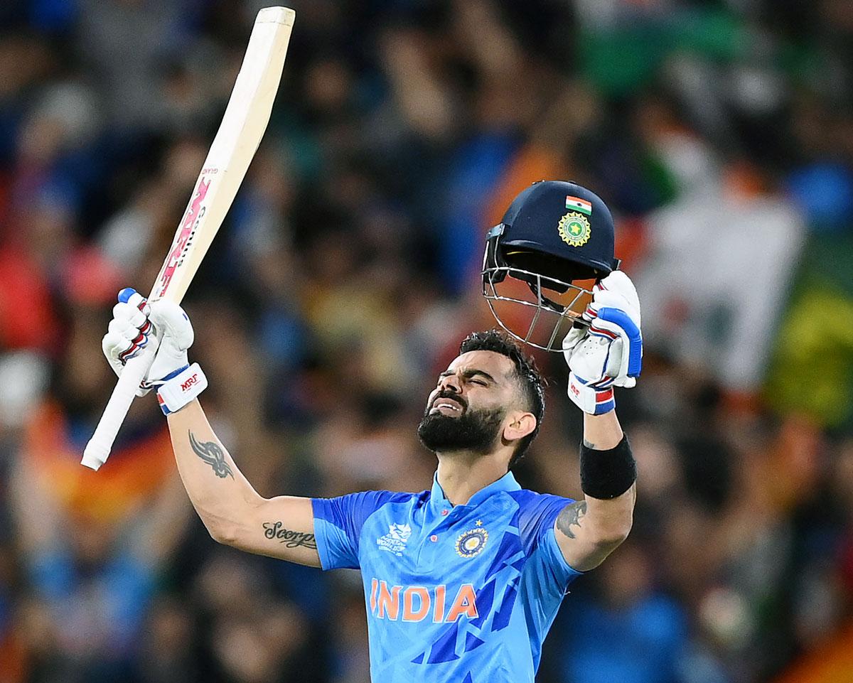Virat Kohli celebrates