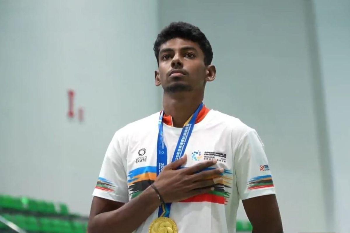 Anandkumar Velkumar finished at the top of the podium in the senior men's 1,000 m sprint with a time of 1:24.924.
