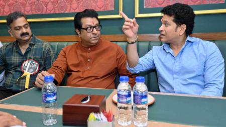 Sachin Tendulkar with Raj Thackeray Sachin Tendulkar with Raj Thackeray