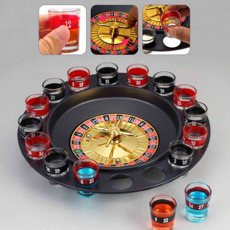 16 Shot Glass Casino Drinking Roulette Lucky Game Spin N Shot Novelty Gifts