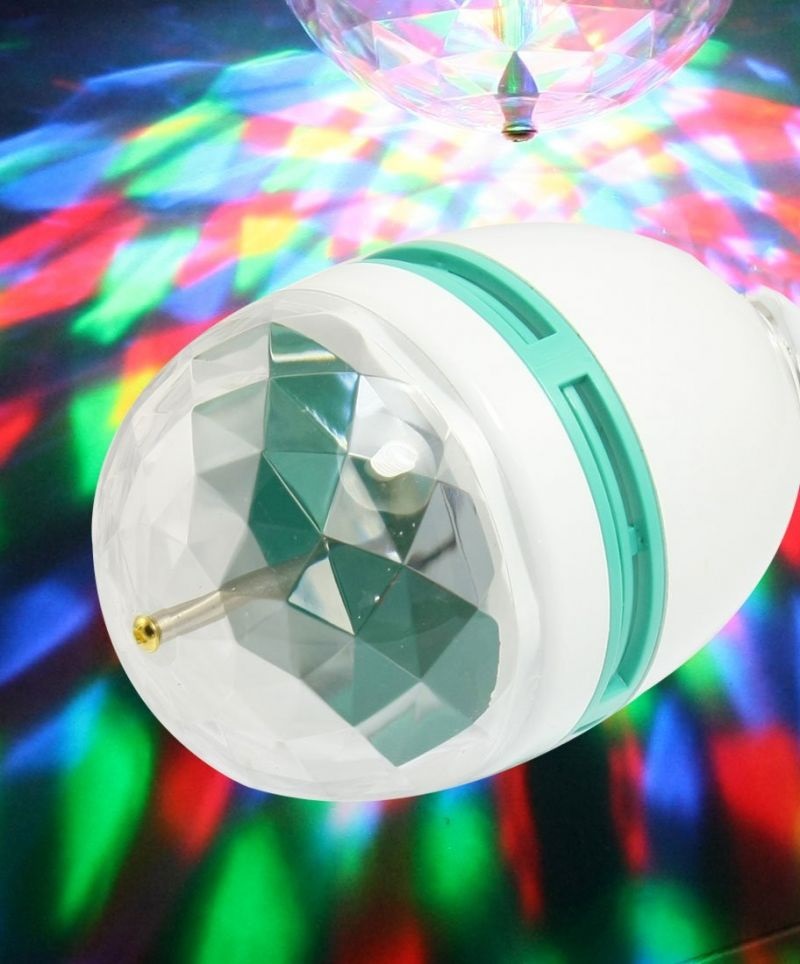 Led Full Color Rotating Lamp RGB шар. Диско лампа Кристаллы 3 цвета. Лампочка Хрустальный шар. Крутящийся шар разноцветный.