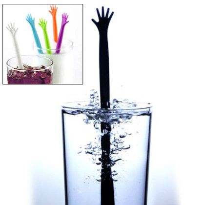5pcs Plastic Stirring Hand Shape Cocktail Drink Stirrers Swizzle Sticks Bar