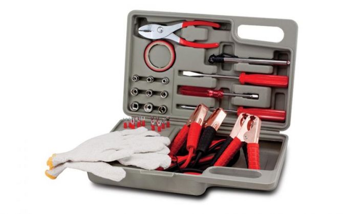 Fine Auto Usa 35 PCs Auto Roadside Emergency Tool Kit Jumper Cable Set