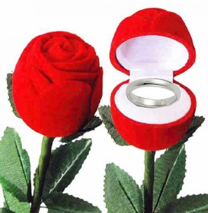 Ring in a Rose Shaped Case
