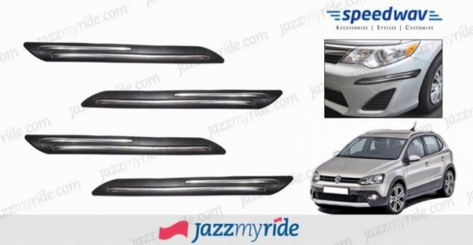 Speedwav Car Black Twin Chrome Bumper Scratch Protector- Volkswagen Polo Cross