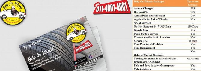 Help On Wheels Tyre Care Emergency Roadside Assistance Package